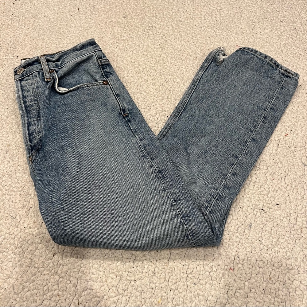 Agolde Riley High Rise Straight Crop Rigid Jeans in Emulsion - Picture 3 of 8
